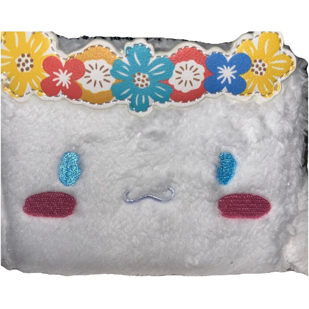 Loungefly Sanrio CINNAMOROLL Flower Crown Fuzzy Plush Zip Around Wallet NWT New - Picture 4 of 8